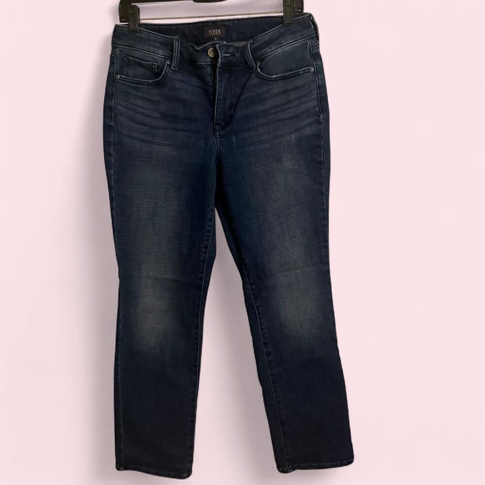 NYDJ Jeans Womens 8 Blue Marilyn Straight Denim Pants